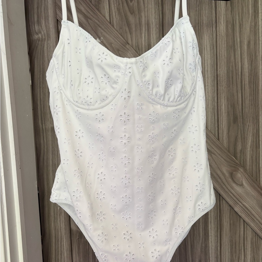 SOLID & STRIPED White ‘Taylor Eyelet One Piece’